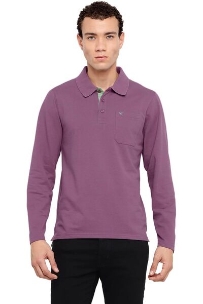 Generic Men's Full Sleeves Regular Fit Polo Collar T-Shirt Cotton Poly Pique ...