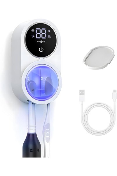 nafas Toothbrush Sanitizer Holder UV Cleaning and Air Drying Wall Mounted Hol...