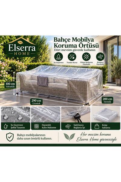 Genel Markalar Elserra Home Şeffaf Bahçe Mobilyası Koruma Örtüsü 290x200x100 ...