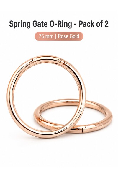 SARAOONT Spring Gate O-Ring Bag Hanger Pack of 2, 75 mm Rose Gold Metal Ring ...