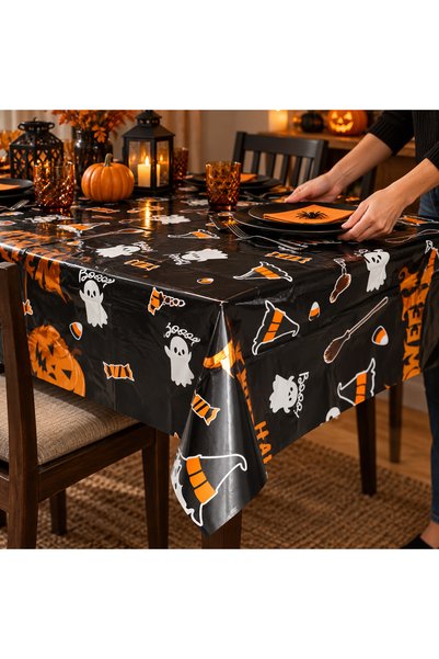 SHOPIENS Fata De Masa Happy Halloween Cu Dovleci 183 x 137 cm Shopiens®