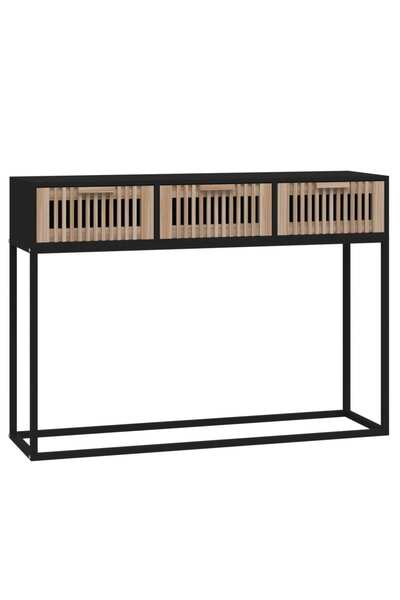 vidaxl Masă consolă, negru, 105x30x75 cm, lemn prelucrat și fier