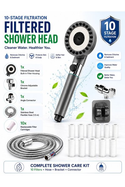 SARAOONT Filtered Shower Head Set with 10 Replaceable Filter Cartridges, Hand...
