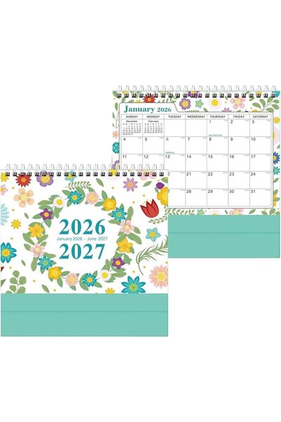 lunirawear Desktop Standing Calendar Jan 2026‑Jun 2027, Flip Tabletop Planner...