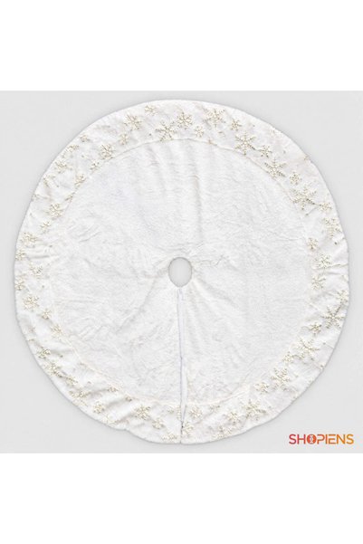 SHOPIENS Fusta Alba Pentru Brad Cu Fulgi Din Paiete Aurii 120 cm