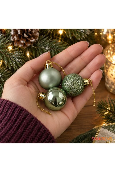 SHOPIENS Set 20 Mini Globuri Verde Menta Pentru Brad 3 cm Shopiens®