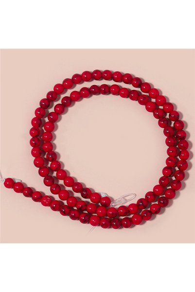 Choice 4mm (approx 87pcs) 1 Strand Red Turquoise Stone Beads 4/6/8/10/12mm Ro...
