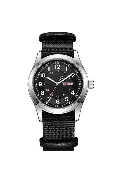 Choice All Black 2026 42mm Luminous Dial Watch Day Date Function Green Canvas...