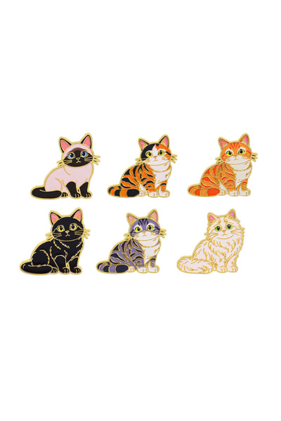 Choice 6pcs 6pcs Cat Lover Enamel Pin Set Cartoon Animal Brooch For Coat Broo...