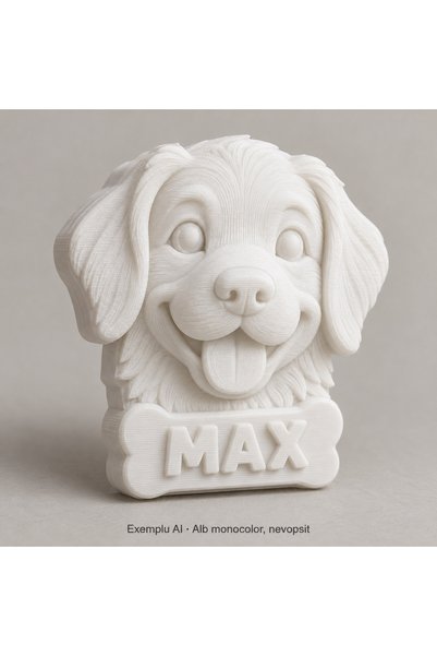 OEM Magnet frigider 3D personalizat cu nume și descriere, 8 cm, alb, nevopsit