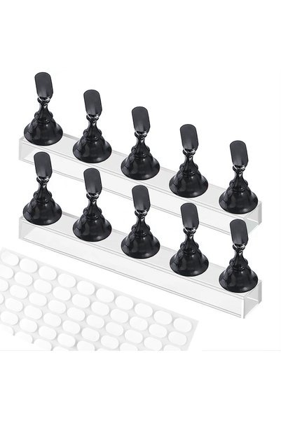 Choice black 2 Set Nail Stand with 100 Pcs Double Sided Tape, Press on Nail S...