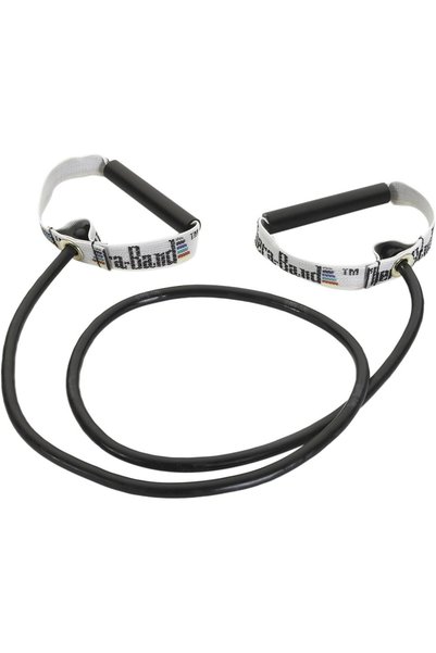 THERABAND Latex Elastic Resistance Tubes with Hard Handles, 50in, Black