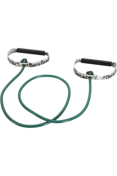 THERABAND Resistance Tubes with Hard Handles, Professional Latex Elastic Tubi...
