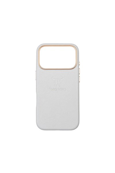 TORO NERO Husă de telefon din piele gri deschisă pentru iPhone Pro17