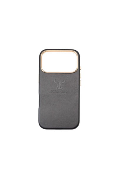 TORO NERO Husă de telefon din piele neagră pentru iPhone Pro17