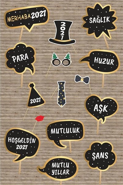 PEKSHOP 2027 Yılbaşı Yeni Yıl Partisi Konuşma Balonları Seti El Pankartları