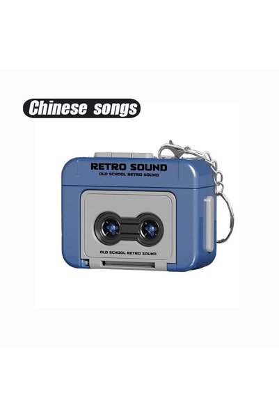 Choice blue-1Pcs 1/2Pcs Retro Tape Recorder Keychain Mini Recording Music Box...
