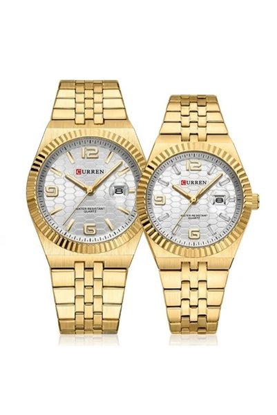 Curren Stainless Steel Couple Watches Set, Men’s & Women’s Matching Analog Qu...