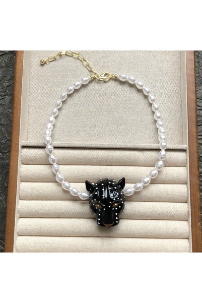 Choice Imitation Rhodium Plated Elegant Enamel Leopard Pendant Necklace for W...