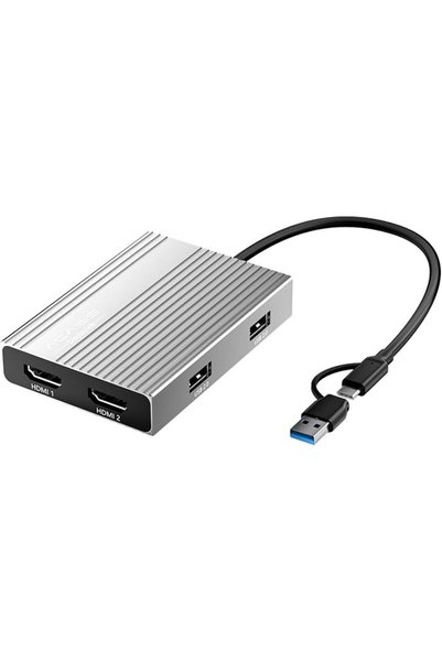 Acasis Akasis USB C to Dual HDMI Displaylink Adapter, 4K @60Hz, 2 HDMI and 3 ...
