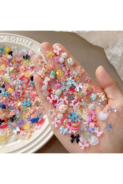 Choice 505PCS 505PCS Cute Cartoon Nail Charms Mixed Bear Bow Flower Resin Nai...
