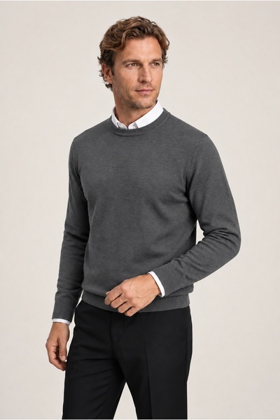 Kiğılı Crew Neck Regular Fit Soft Tuşe Basic Plain Knitwear Sweater