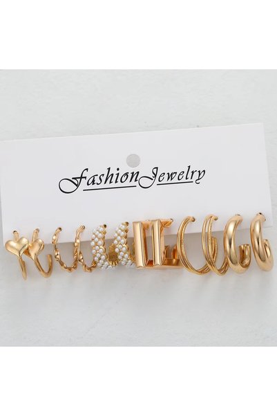 Choice KV5668601 Fashion Simple Metal Geometric Irregular Faux Pearl Stud Ear...
