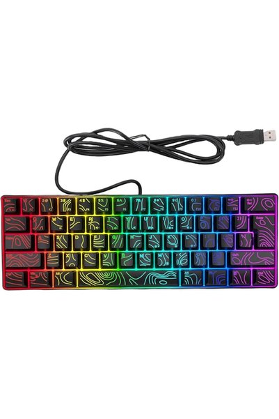 Plyisty Mechanical Gaming Keyboard, USB Wired 61 Key Compact RGB Gaming Keybo...