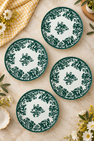 grandora 6'lı Vintage İngiliz Tarzı Çiçek Desenli Servis Tabağı 26 CM – Servi...