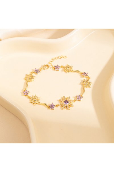 Choice WHITE 19cm purple G Colorful Sunflower Bracelet CZ Daisy Charm Princes...