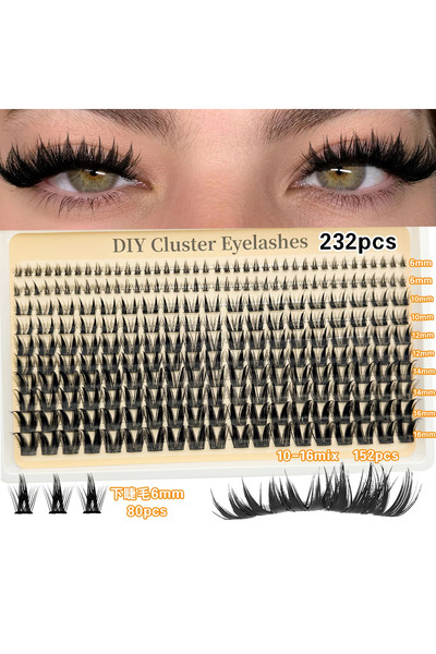 Choice D YN-52 AMSDCN Manga Fluffy Eyelash Clusters with Spikes and Bottom La...
