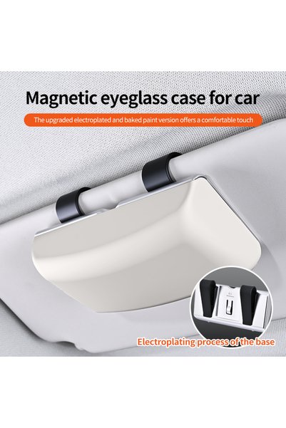 Choice WHITE Magnetic Switch Car Glasses Box Portable Car Sun Visor Sunglasse...