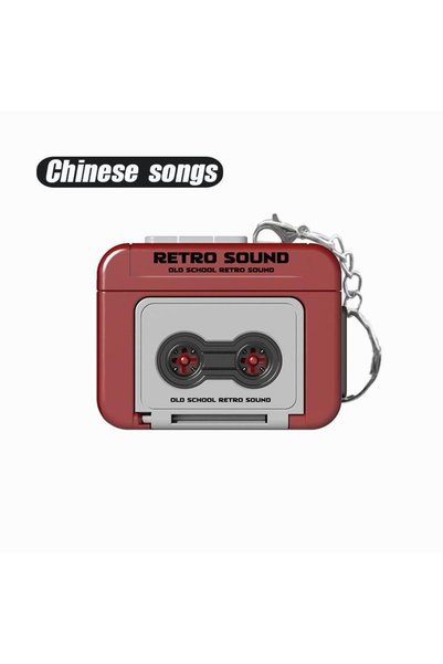 Choice red-1Pcs 1/2Pcs Retro Tape Recorder Keychain Mini Recording Music Box ...