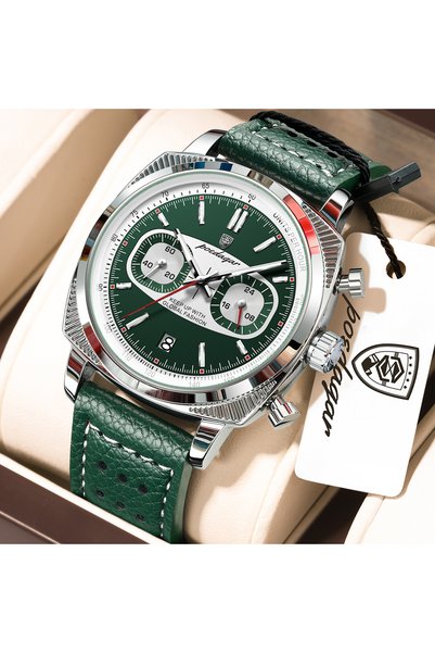 Choice 838 Silver Green POEDAGAR Business Men's Clock Date Chronograph Quartz...