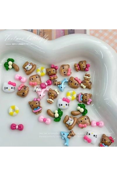 Choice 50PCS 50Pcs Leopard Sanrio 3D Resin Nail Charms Mixed Kuromi My Melody...