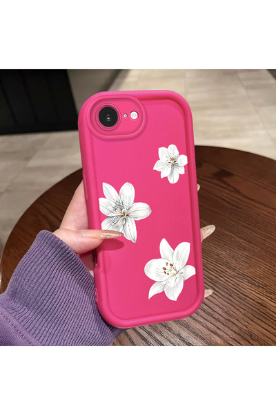 ucuc حافظة سيليكون وردية حمراء متوافقة مع iPhone 16e بنمط زهور، مقاومة للصدما...