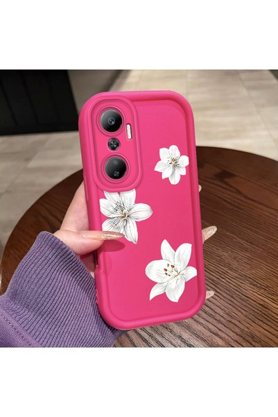 ucuc Infinix Hot 20 4g Compatible Pink Red Silicone Flower Pattern Case Shock...