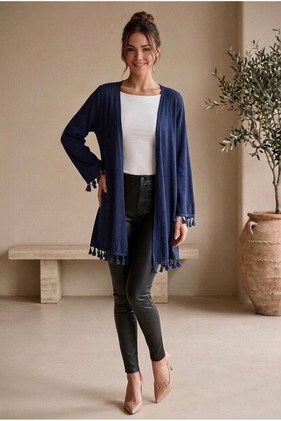 OEM Cardigan dama casual boho din tricot fin cu ciucuri si croiala lejera far...