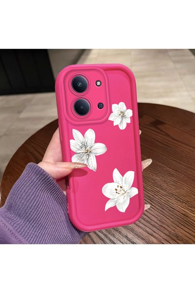 ucuc Redmi 15C 5G/4G Compatible Pink Red Silicone Flower Pattern Case Shockpr...