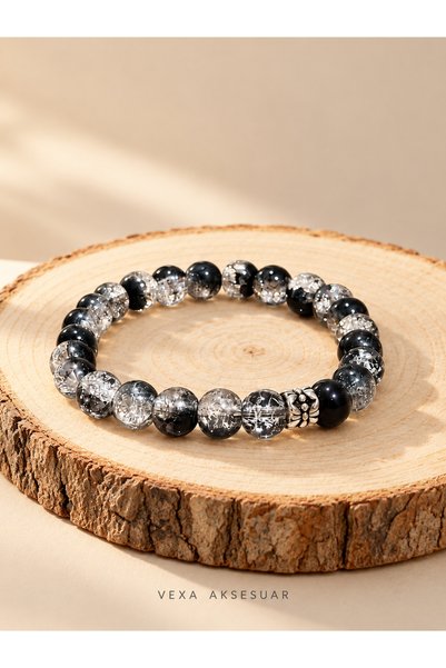 Vexa Aksesuar Flexible Foam Glass Beaded Unisex Bracelet – Single Bracelet wi...