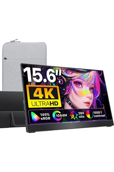 Generic شاشة محمولة 15.6 بوصة 4K UHD 60Hz 145% sRGB شاشة سفر مع مكبر صوت HDMI...
