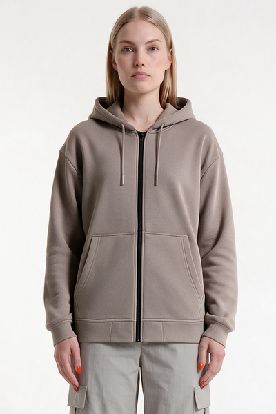 VESTRO Women's Hooded 3-Thread Fleece Zippered Sweatshirt Jacket