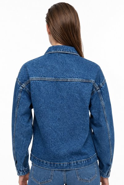 HAKKE Kadın Klasik Yaka Oversize Denim CEKET