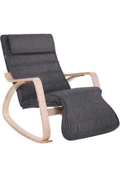 SONGMICS Balansoar din lemn, suport pentru picioare reglabil, max. 150 kg, 67...