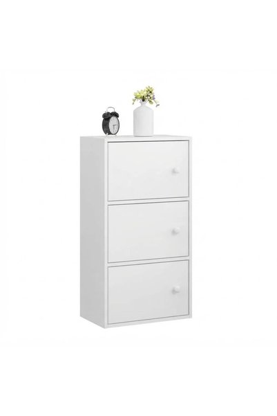 Muvu Comodă albă cu 3 rafturi, 30x40x78 cm – dulap spațios pentru casă