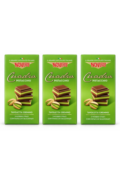 NOVİ Set 3 x Cuadro Pistacchio – Ciocolată italiană cu cremă de fistic, 330 g