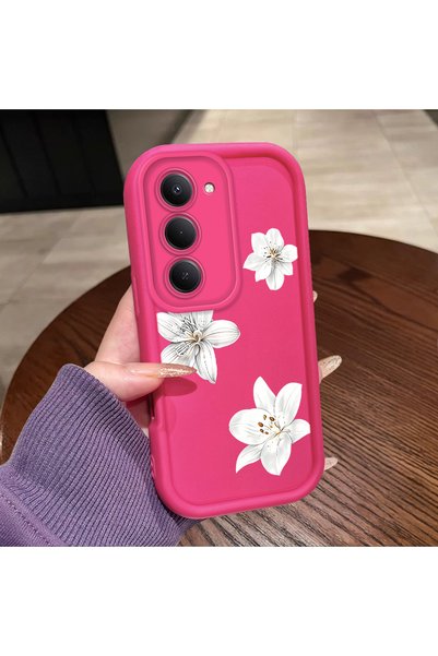 ucuc Redmi 15 5G/4G Compatible Pink Red Silicone Flower Pattern Case Shockpro...