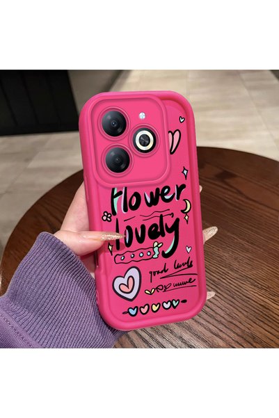 ucuc Infinix Smart 8/8 Pro Compatible Pink Red Silicone Heart Pattern Case Sh...