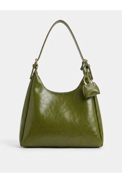 SHIKIRTI BAG STORE Масленозелена мини чанта с декоративен елемент, дамска чан...
