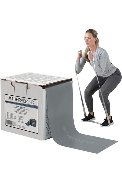 THERABAND Resistance Band 25 Yard Roll, Super Heavy Silver Non-Latex Professi...